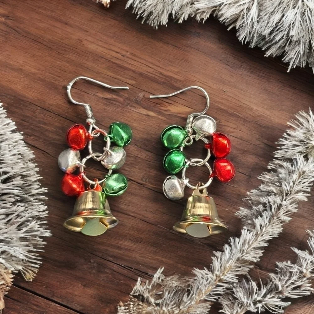 Bells Holiday Festive Dangle Earrings